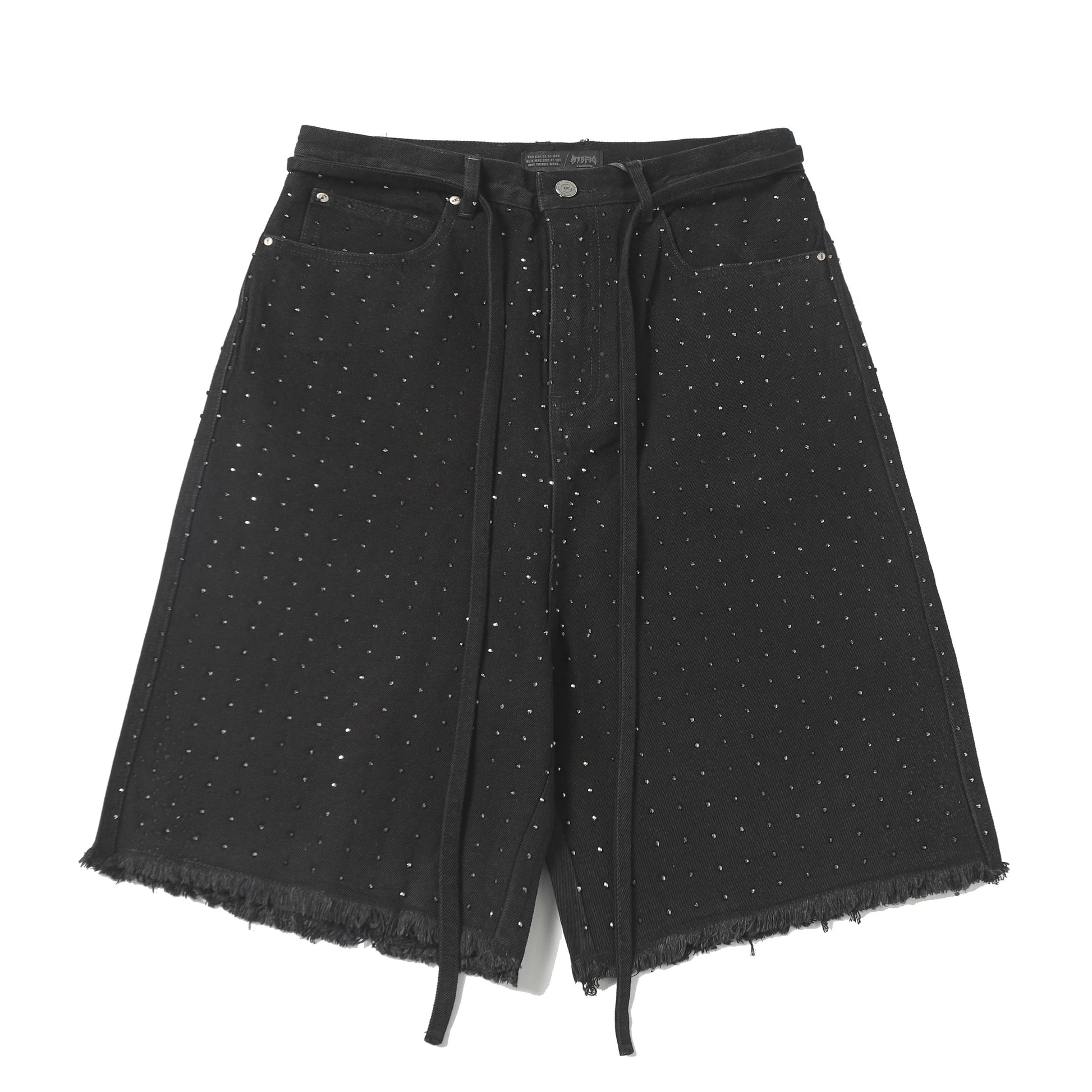 Rhinestone Frayed | Denim Shorts - Santo 