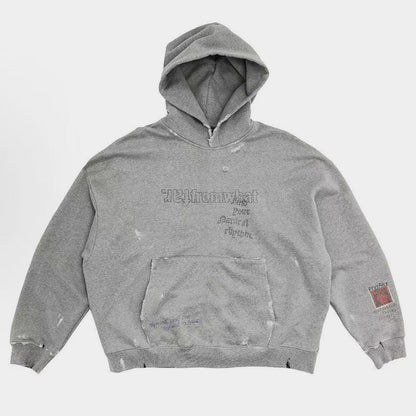 Gothic Text | Distressed Hoodie - Santo 