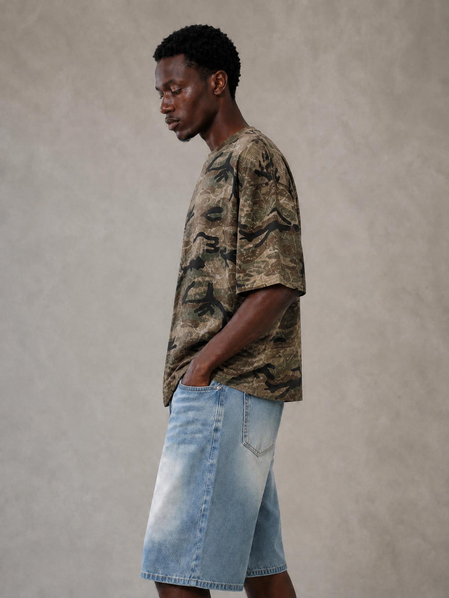 Unisex Boxy Camo Print T-Shirt