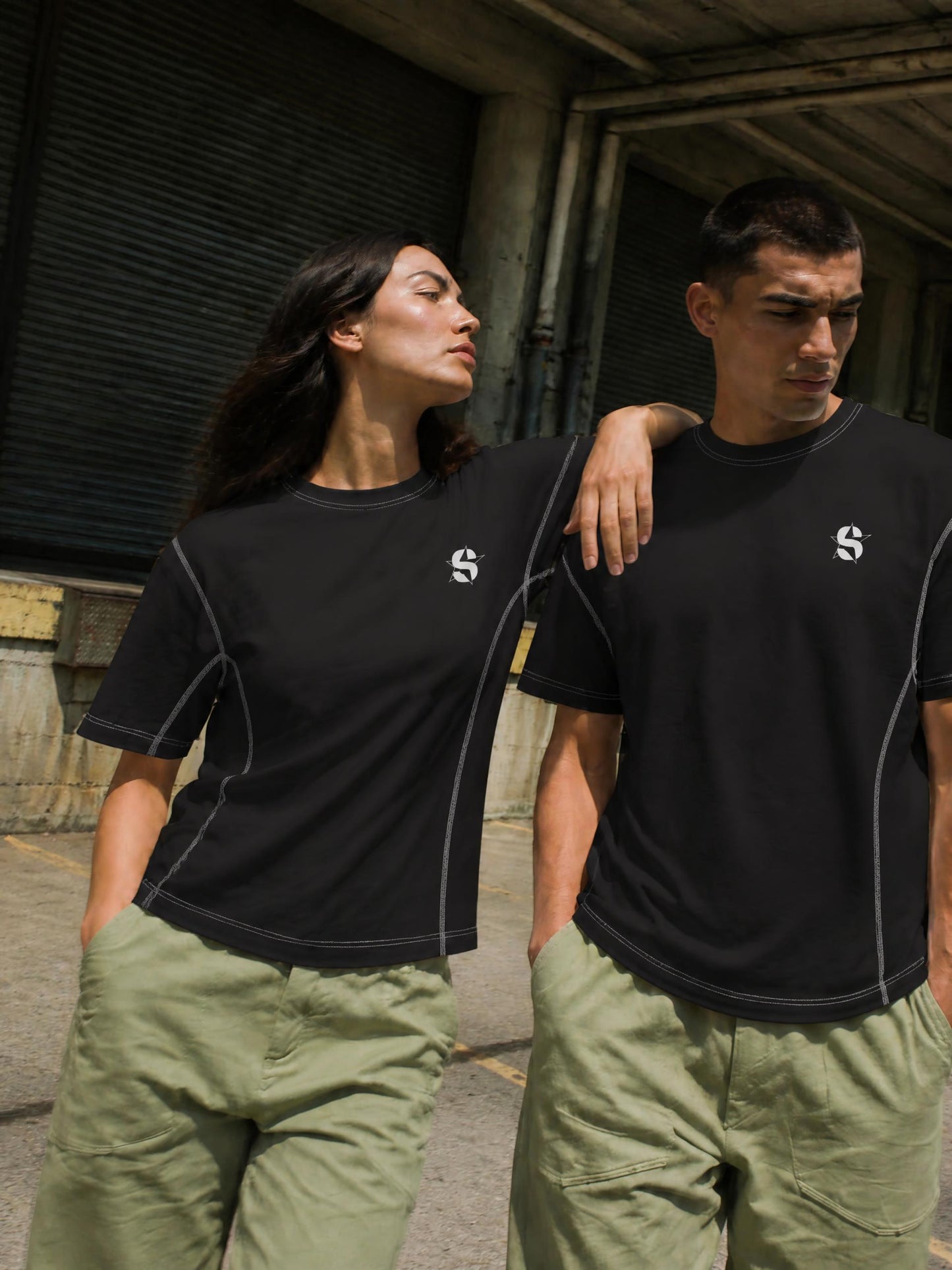 Streetwear Contrast-Stitched Cotton T-Shirt