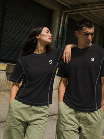 Streetwear Contrast-Stitched Cotton T-Shirt