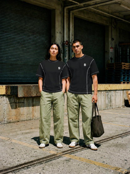 Streetwear Contrast-Stitched Cotton T-Shirt