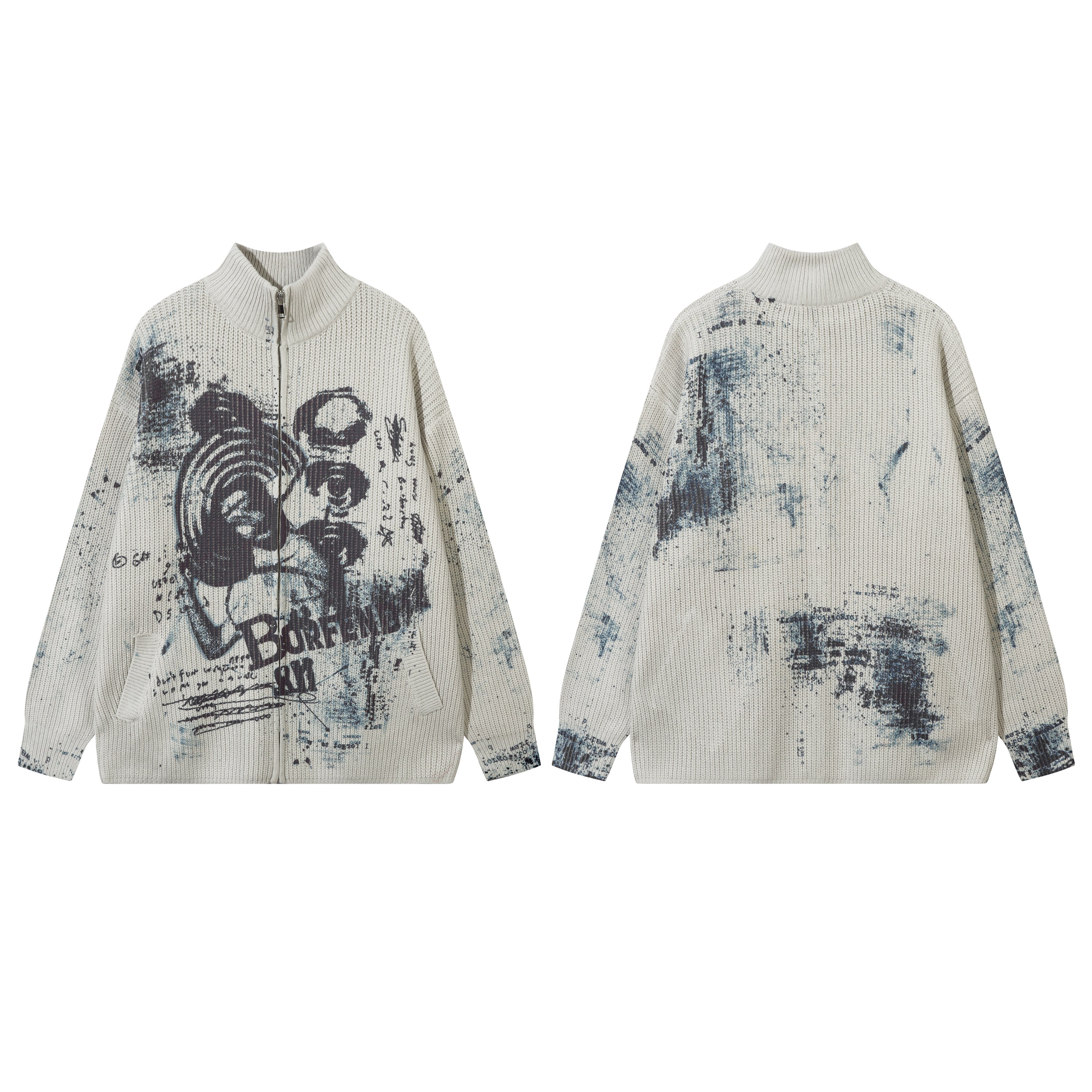 Graff Knit | Giacca oversize in maglia con stampa graffiti