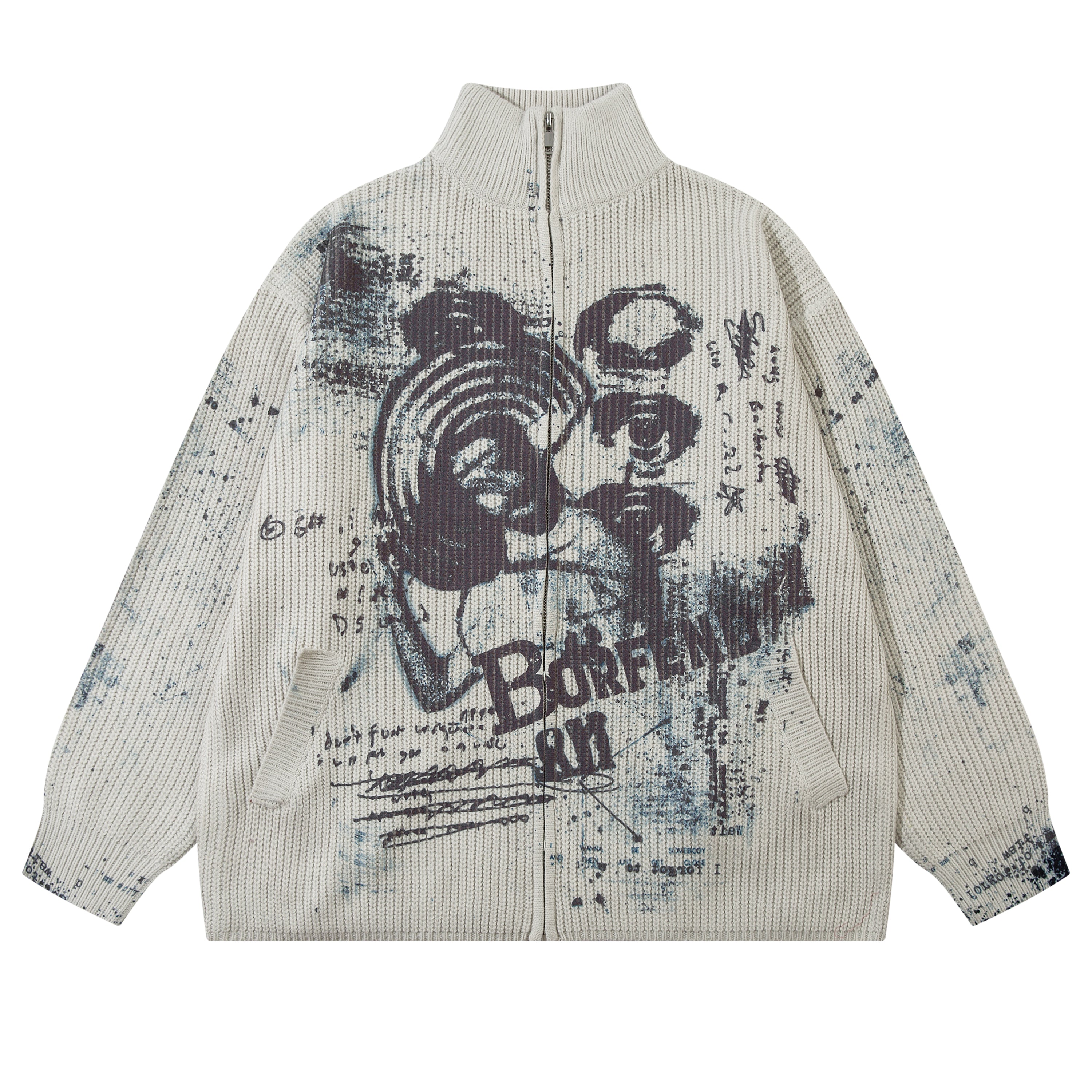 Graff Knit | Veste en tricot surdimensionnée à imprimé graffiti