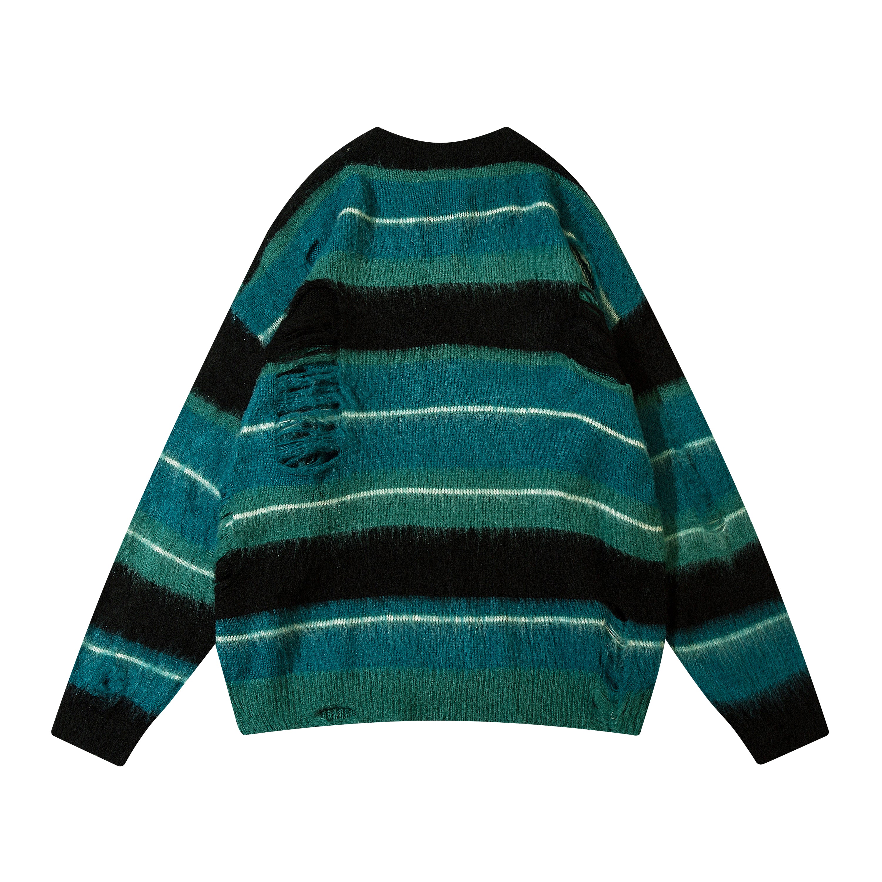 Forest Rhythm | Distressed Striped Knit Jumper