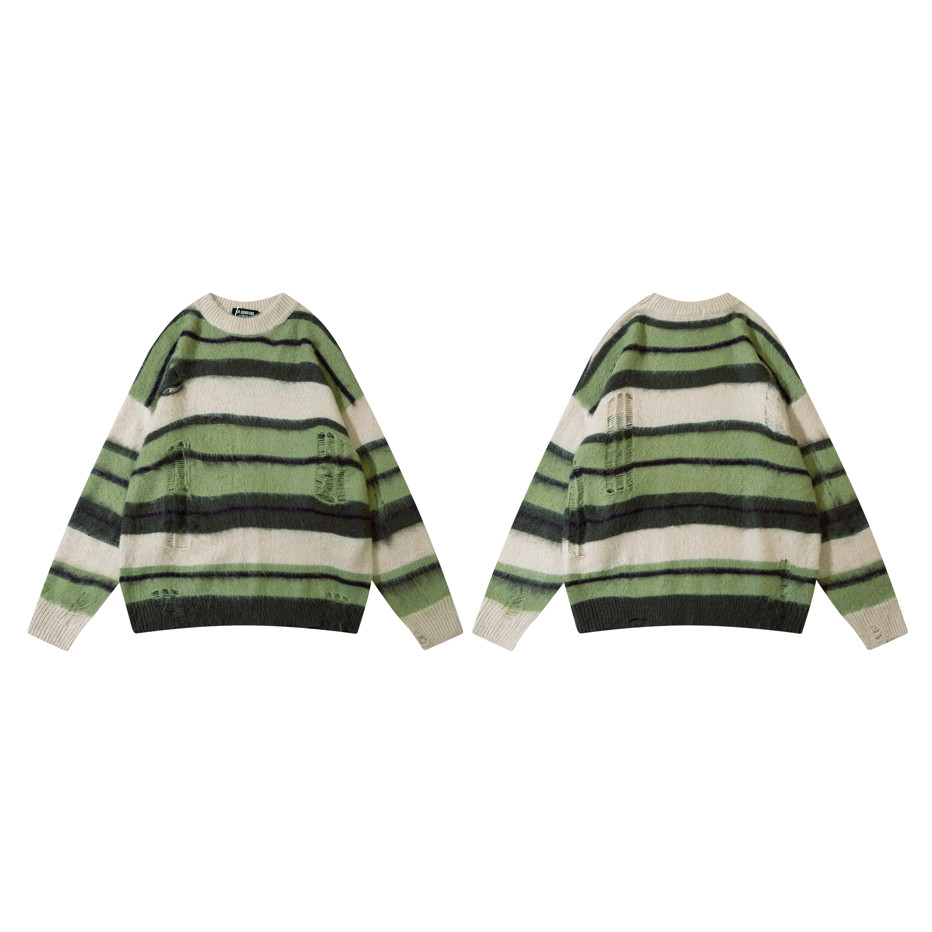 Forest Rhythm | Distressed Striped Knit Jumper