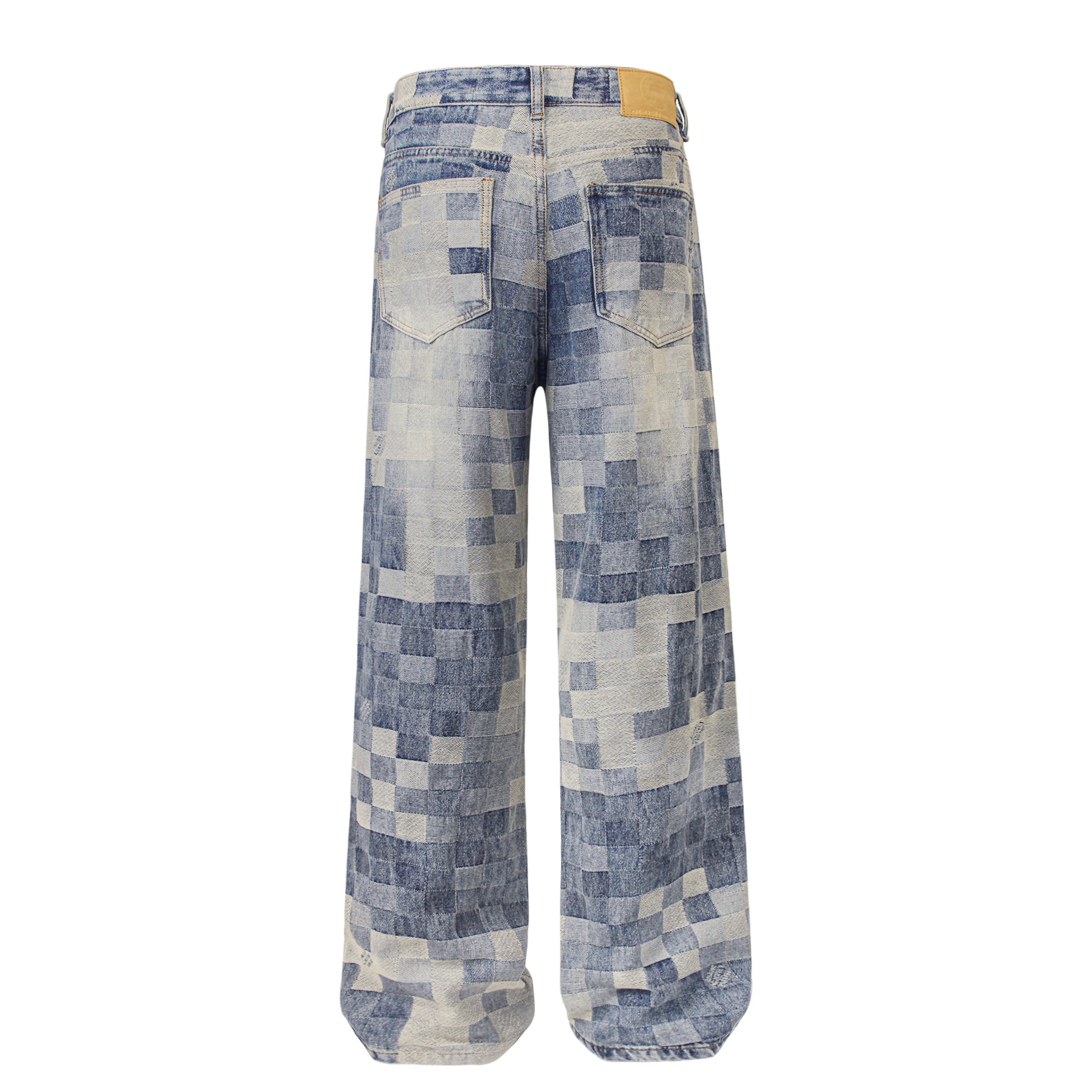 Pixel Patchwork | Jeans larghi sbiaditi