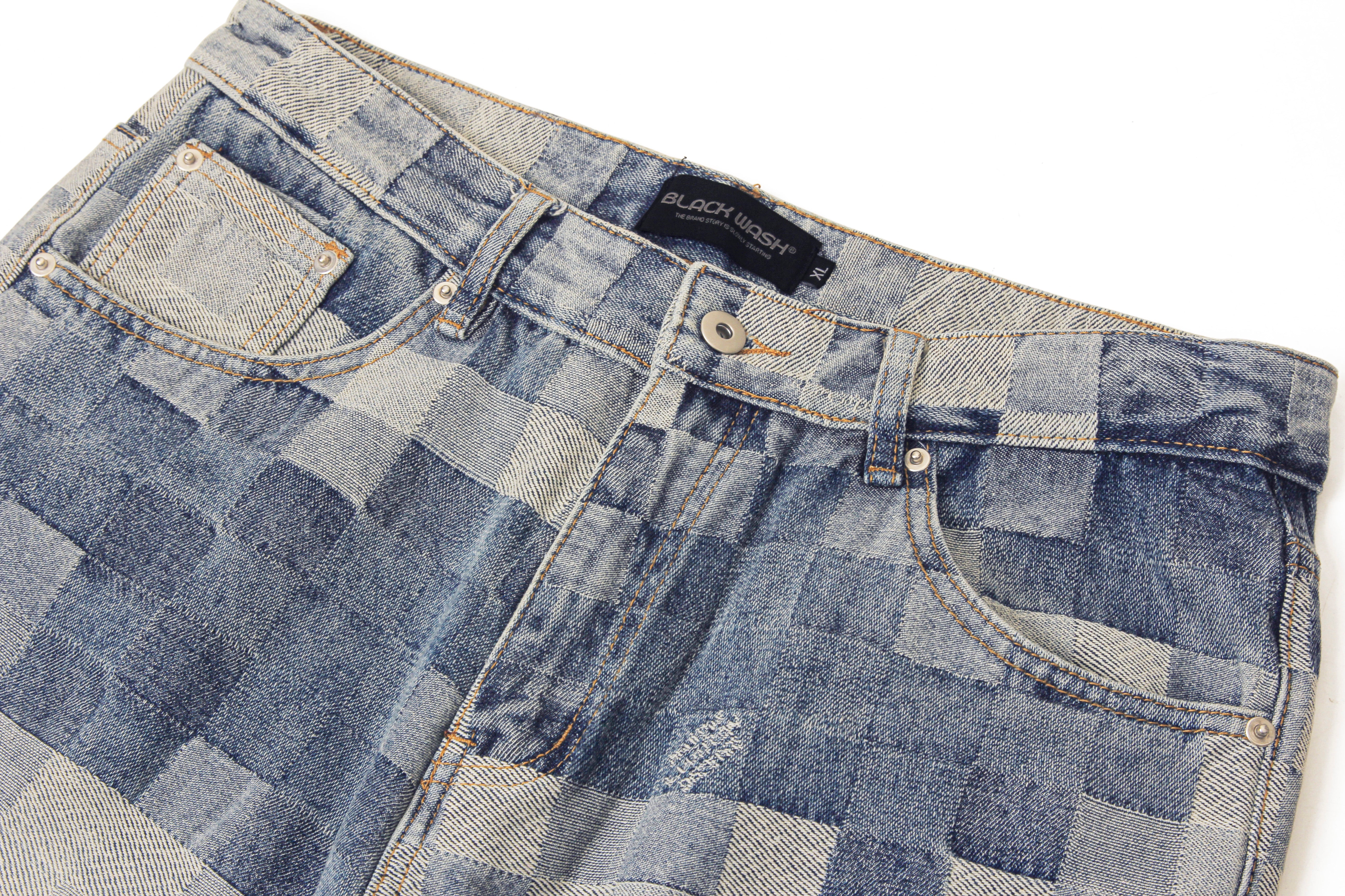 Pixel Patchwork | Jeans larghi sbiaditi