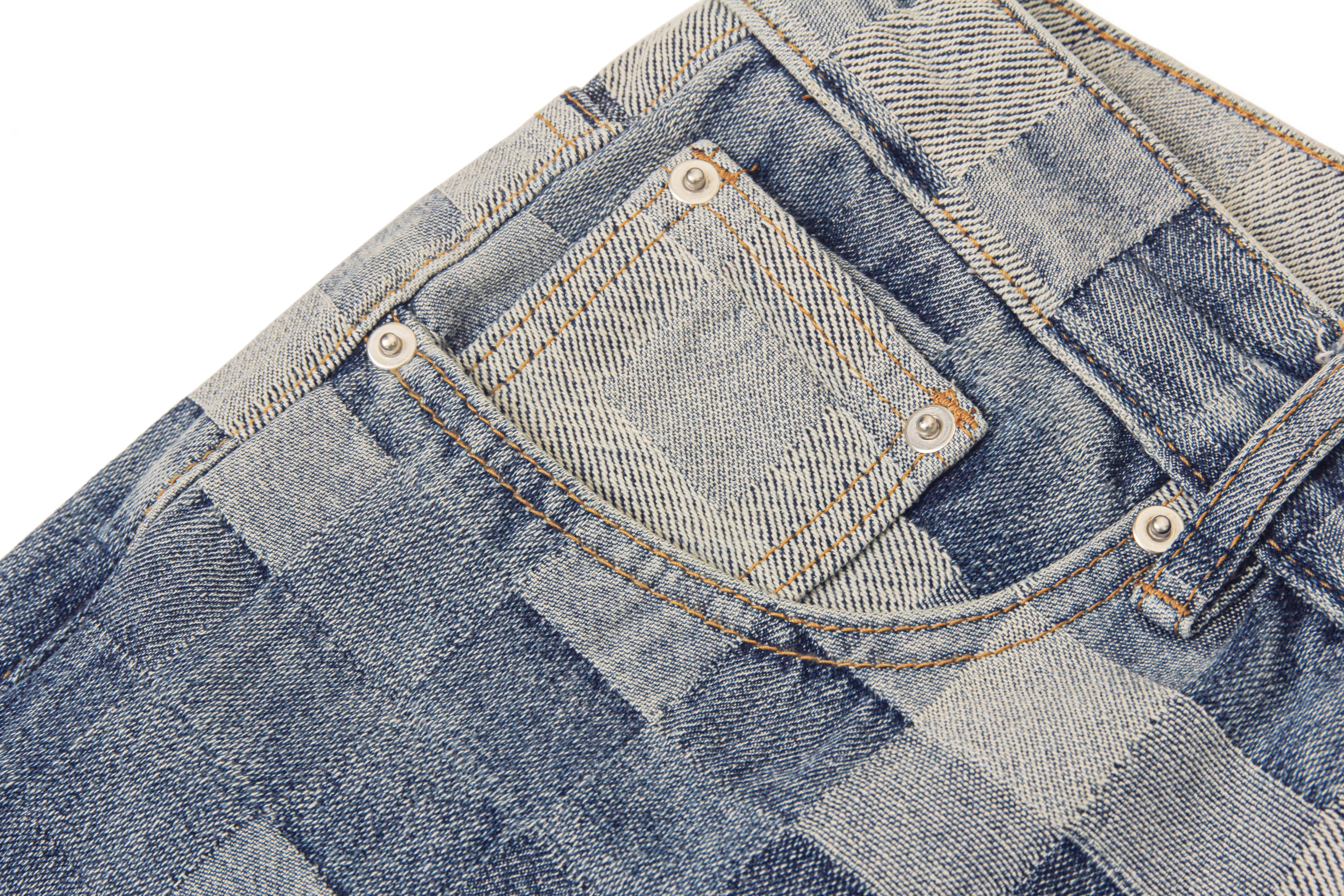 Pixel Patchwork | Jeans larghi sbiaditi