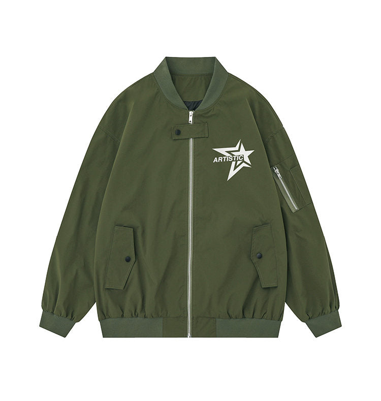 Artistic Star | Oversized Graphic Bomber Jacket