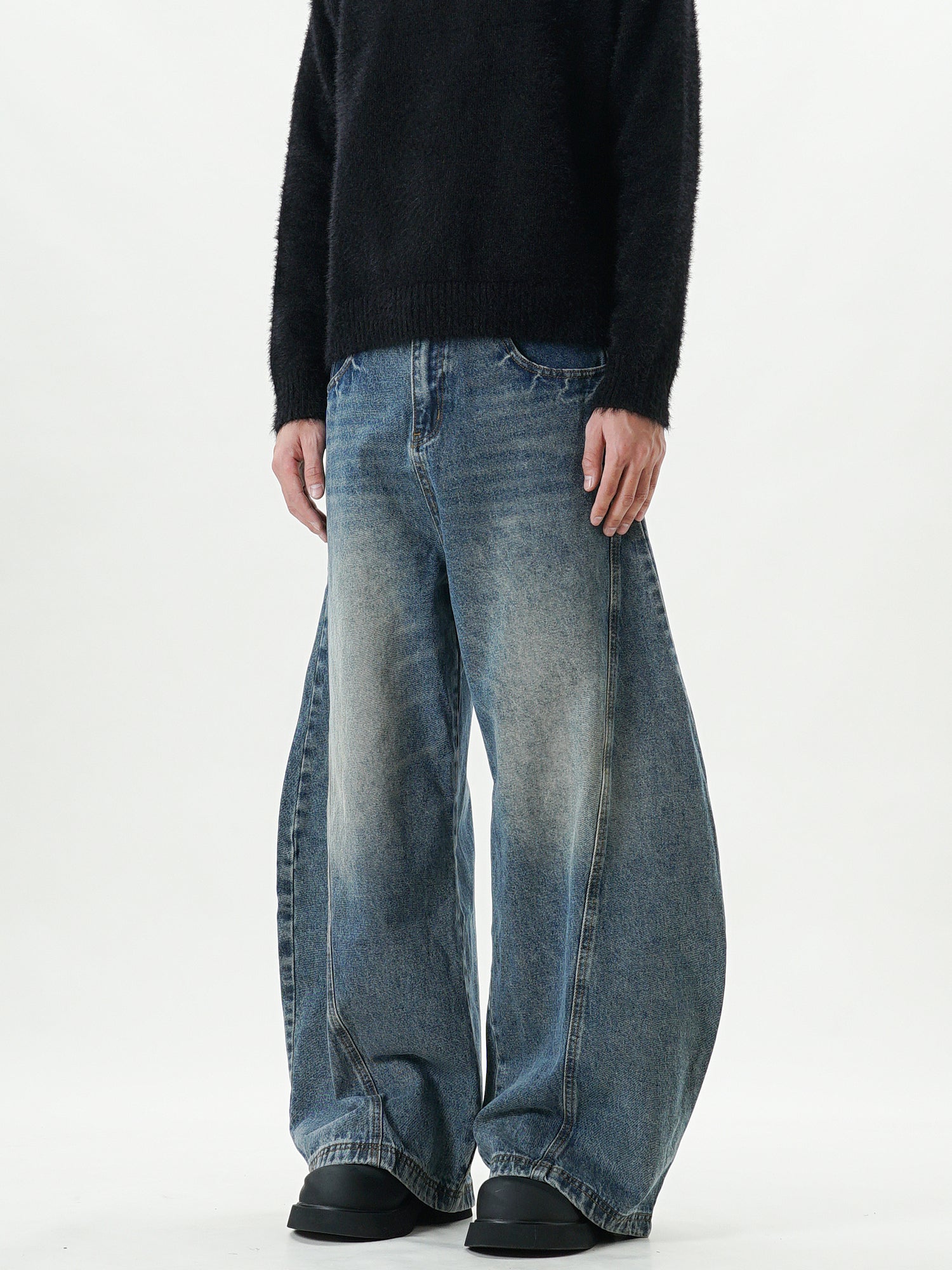 Men's Balloon-Leg Washed Denim Trousers