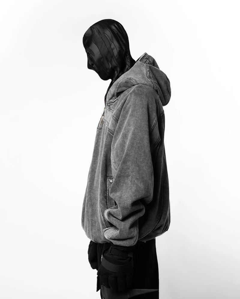 Vintage Washed Pullover | Spliced Streetwear Essential Hoodie