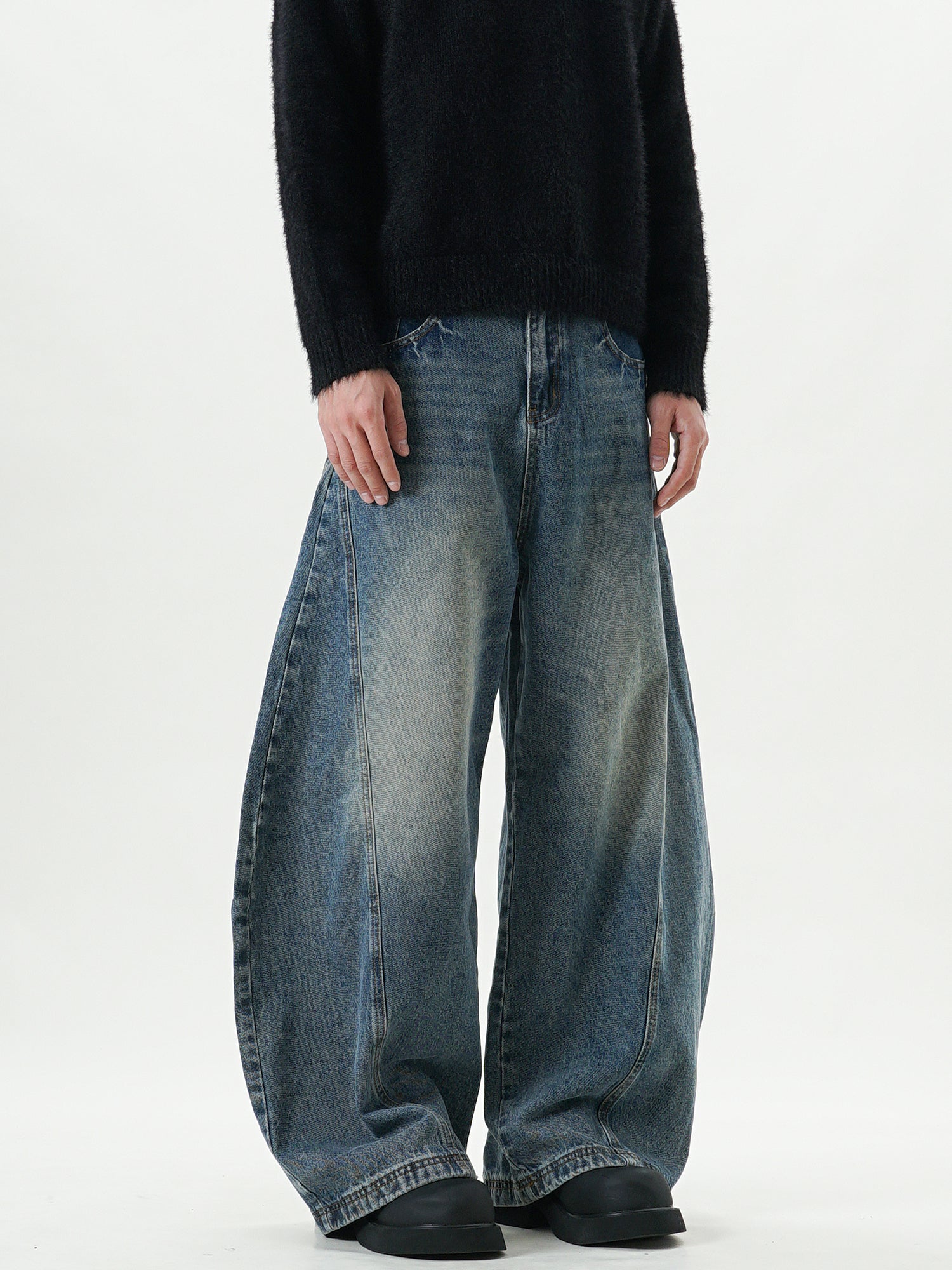 Men's Balloon-Leg Washed Denim Trousers