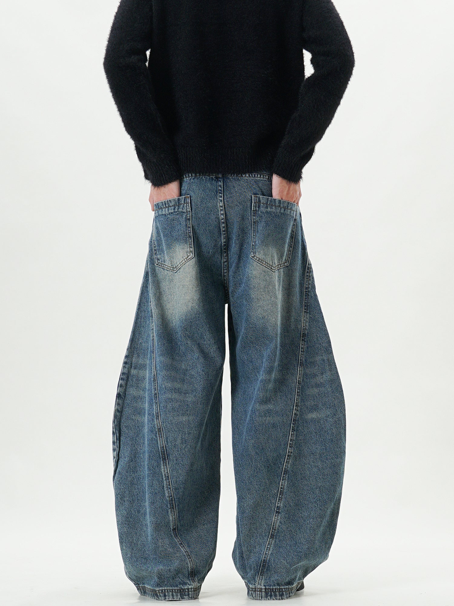 Men's Balloon-Leg Washed Denim Trousers