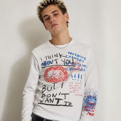 Model wearing Abstract Graffiti Graphic Casual Sweatshirt