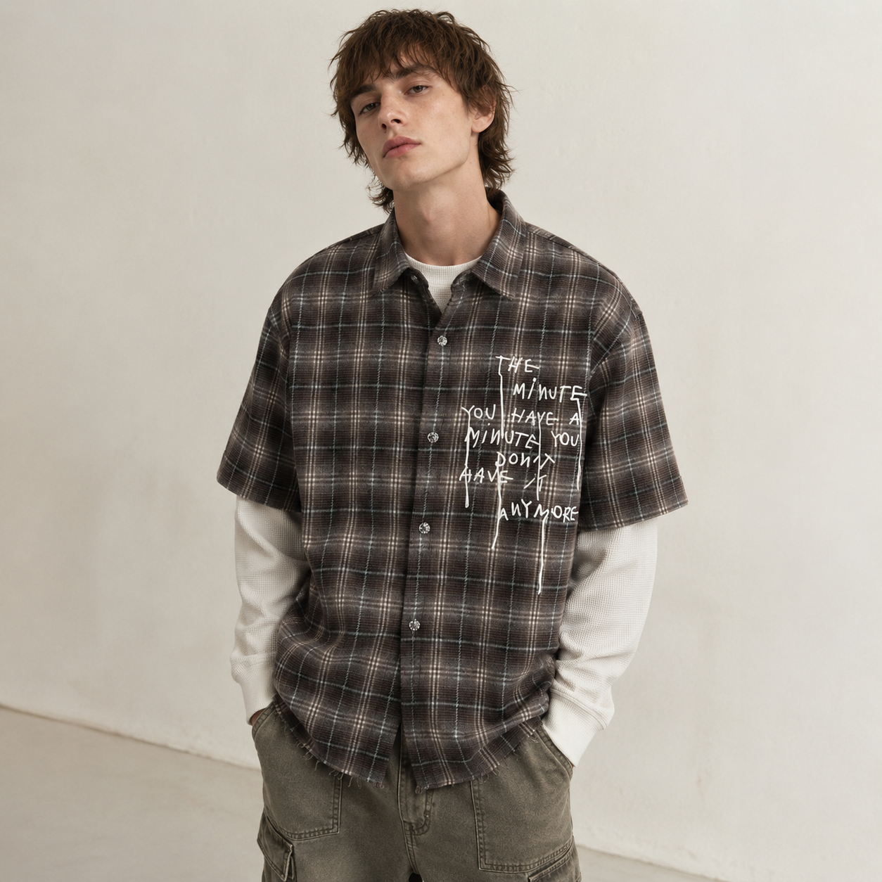Vintage Plaid Contrast | Layered Sweatshirt - Santo 