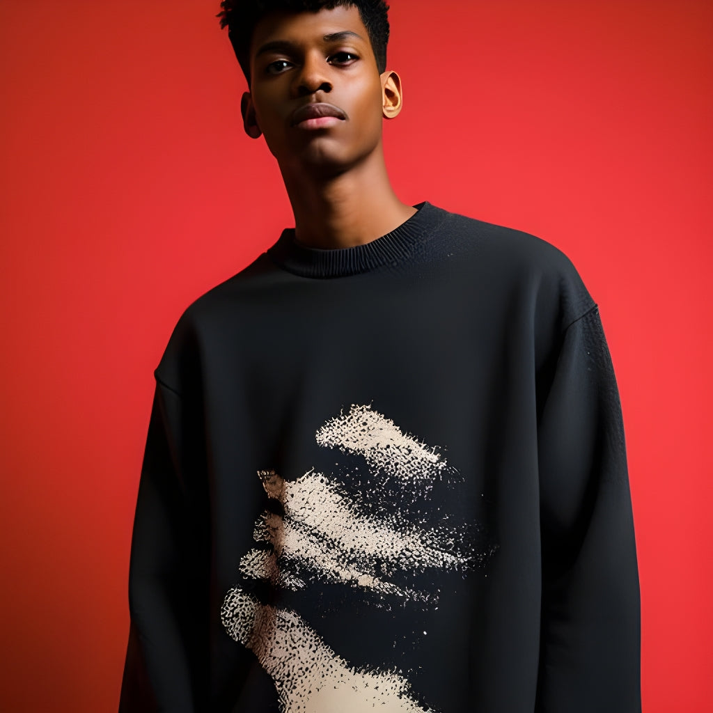 Abstract Embrace | Maglione a maglia con grafica artistica