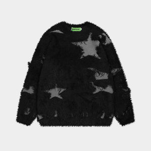 Distressed Star | Fuzzy Knit Sweater - Santo 