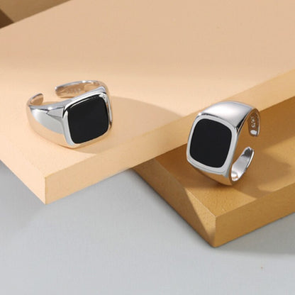 Hip Hop Ring Accessories Unisex Black Square Ring Gothic Vintage Woman Man Punk Jewelry Fashion Party Gifts - Santo 