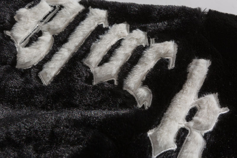 Hip Hop Winter Fleece Jacket Parkas Men Embroidery Letter Thicken Warm Padded Black Dark Punk Streetwear Coats Gothic Letters - Santo 