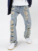 Jeans Retro Hole Streetwear Vintage Side Rope Mens Vintage Street Casual Jeans Men Women Casual Denim Clothing Trousers - Santo 