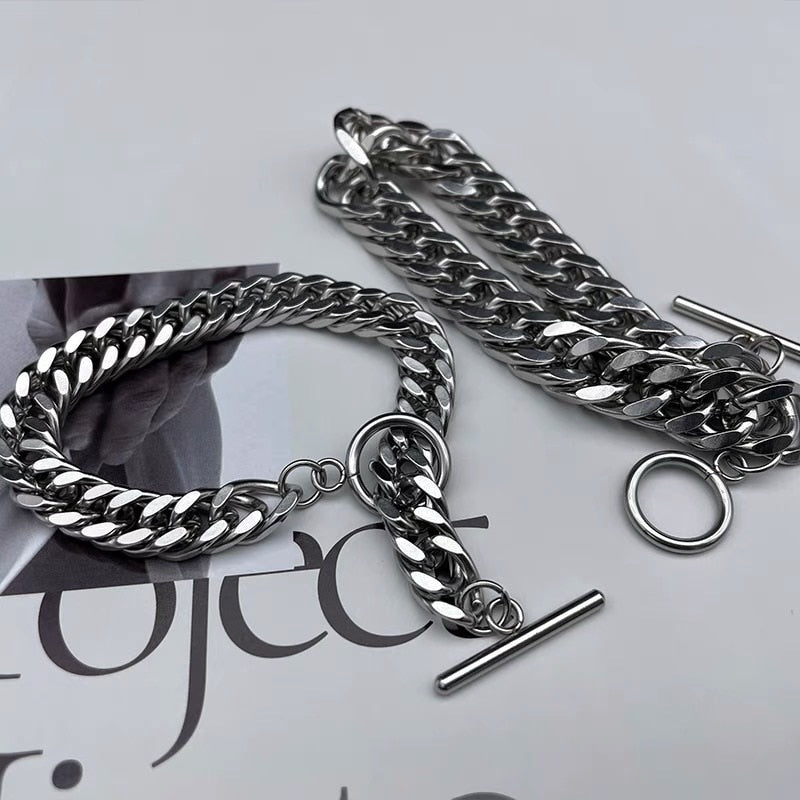 Gothic Unisex Wheat Spike Chain Bracelet Hip Hop Fashion Accessories Woman Man Punk Jewelry - Santo 
