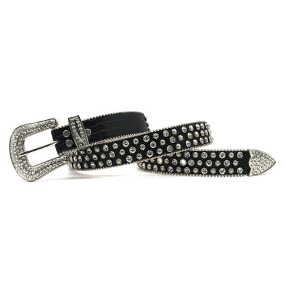 Y2k Punk Cowboy Crystal Fashion Diamond Studded Belt Rhinestones Belt For Jean Belts Ladies Women - Santo 