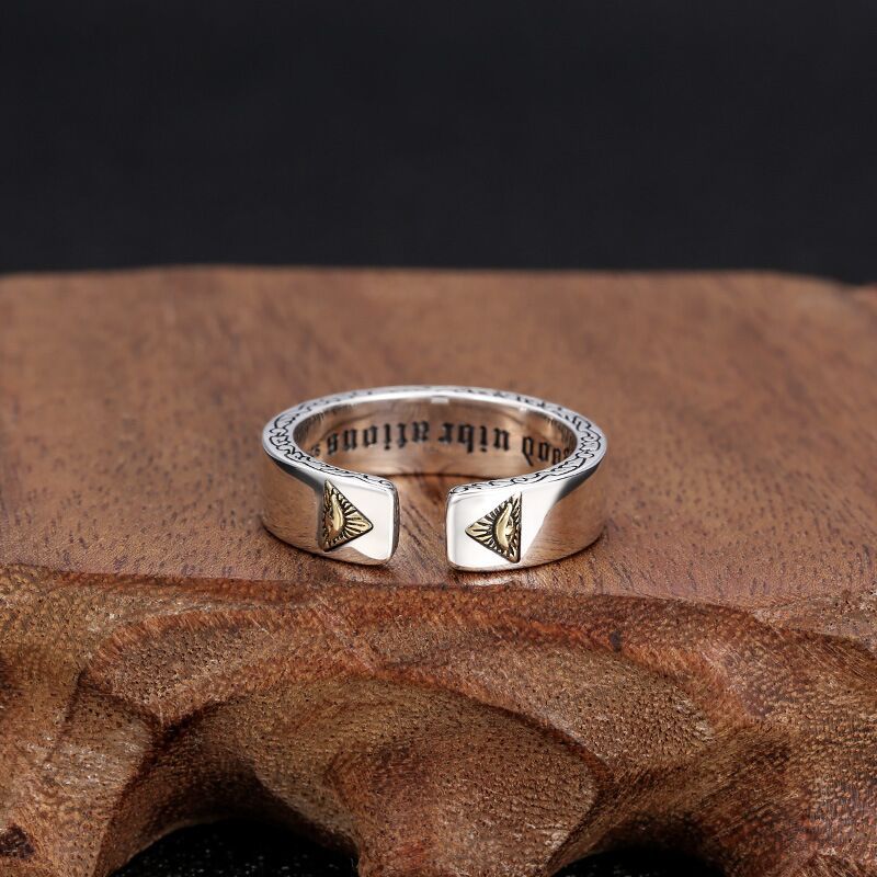 Vintage Unisex Gothic Eye Of God Letter Ring Gothic Woman Man Punk Jewelry Hip Hop Ring Accessories Fashion Party Gifts - Santo 