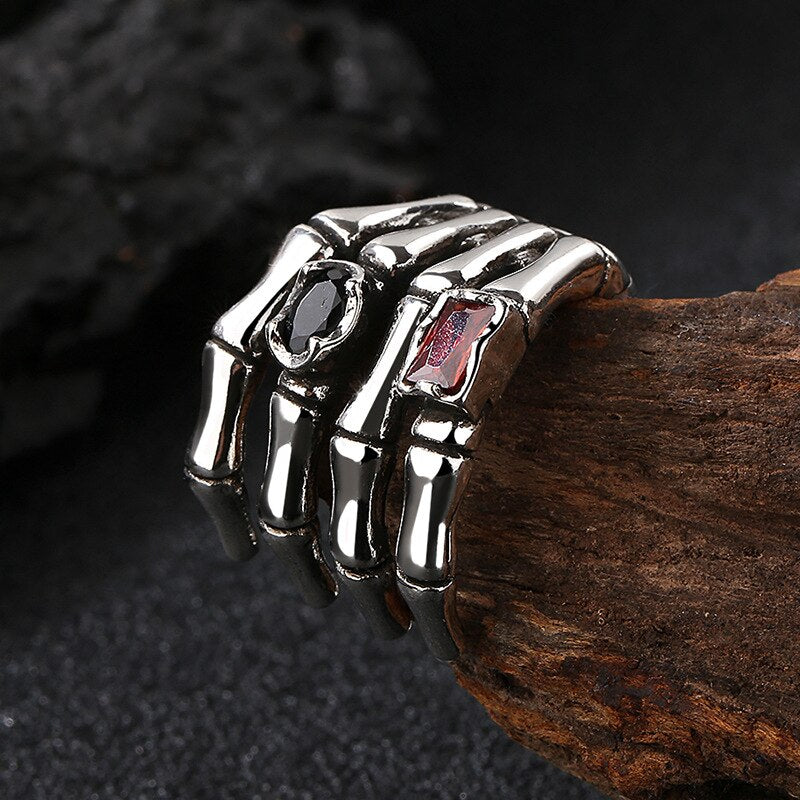 Gothic Hip Hop Ring Accessories Unisex Skeleton Hand Palm Ring Fashion Party Gifts Vintage Woman Man Punk Jewelry - Santo 