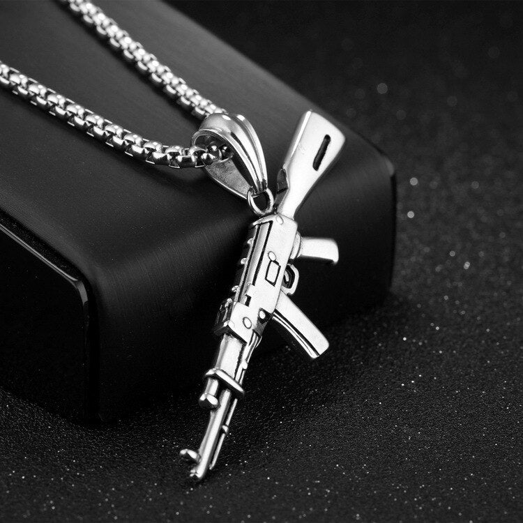 Unisex Submarine Gun Pendant Necklace Punk Necklaces Jewelry Woman Man Hip Hop Vintage Accessories Gothic Fashion Gift - Santo 