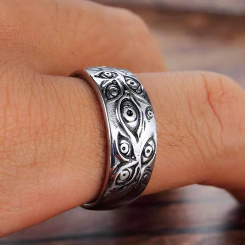 Vintage Unisex Dark Eye Of God Ring Fashion Party Gifts Woman Man Punk Jewelry Gothic Hip Hop Ring Accessories - Santo 