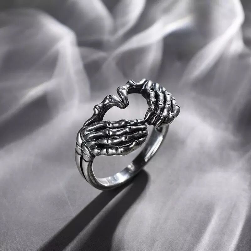 Gothic Woman Man Punk Jewelry Unisex Skeleton Handt Ring Vintage Fashion Party Gifts Hip Hop Ring Accessories - Santo 