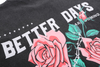 Distressed T-Shirt Streetwar Hip Hop Floral Rose Letter Print Vintage Tshirt Men Harajuku Summer Casual Cotton Loose Shirts Top - Santo 