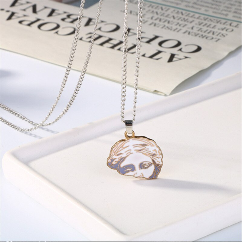 Gothic Unisex Half A Face Drop Necklace Fashion Gift Punk Necklaces Jewelry Woman Man Hip Hop Vintage Accessories - Santo 
