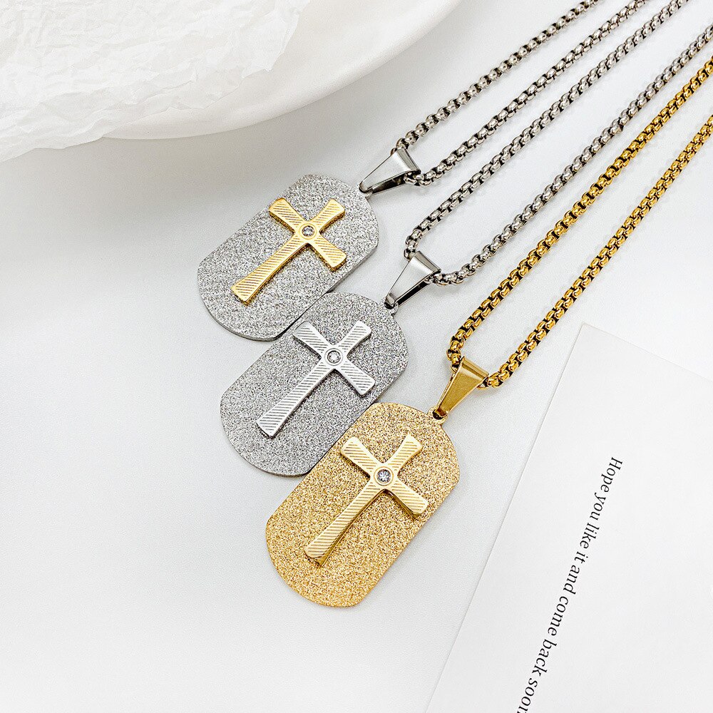 Hip Hop Vintage Accessories Unisex Cross Hangtag Necklace Gothic Punk Necklaces Jewelry Woman Man Fashion Gift - Santo 
