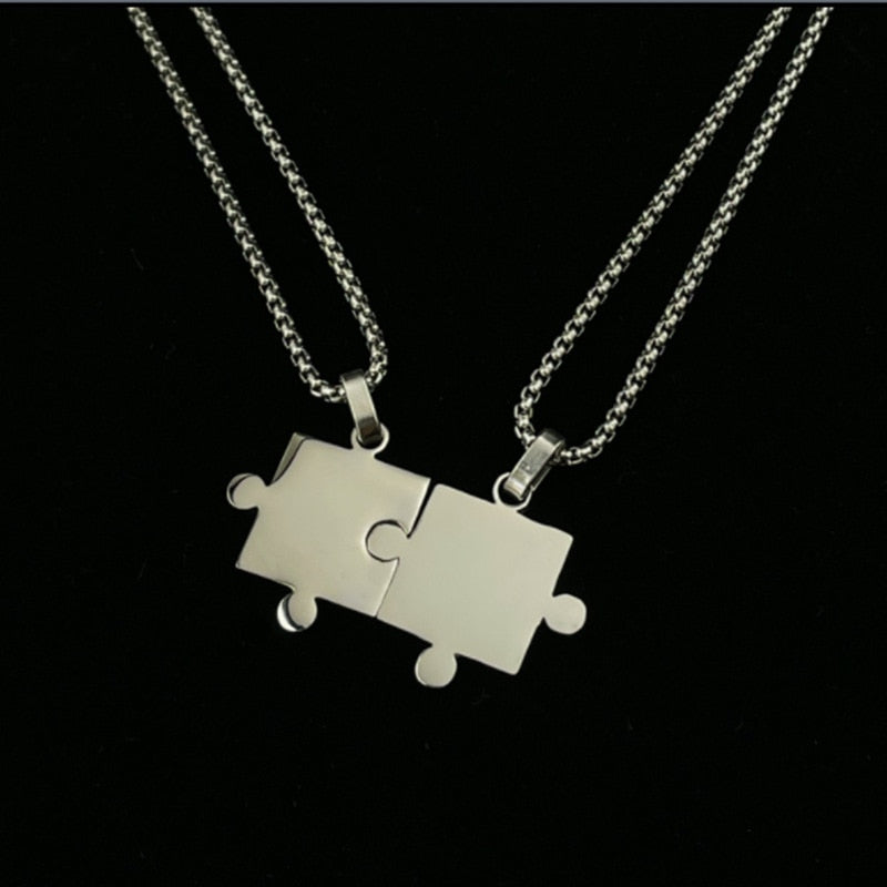 Unisex Jigsaw Puzzle Drop Necklace Gothic Fashion Gift  Punk Necklaces Jewelry Woman Man Hip Hop Vintage Accessories - Santo 