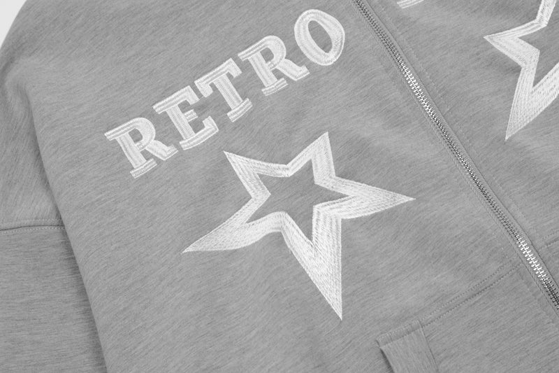 ' Retro Letter and Stars Printed ' Hooded Jacket - Santo 