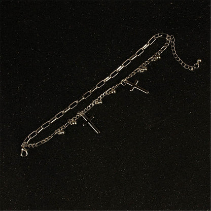 Vintage Unisex Cross Double Layer Splicing Bracelet Woman Man Punk Jewelry Gothic Hip Hop Fashion Accessories - Santo 
