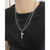 Unisex Double Layered Cross Necklace  Punk Necklaces Jewelry Woman Man Gothic Fashion Gift Hip Hop Vintage Accessories - Santo 
