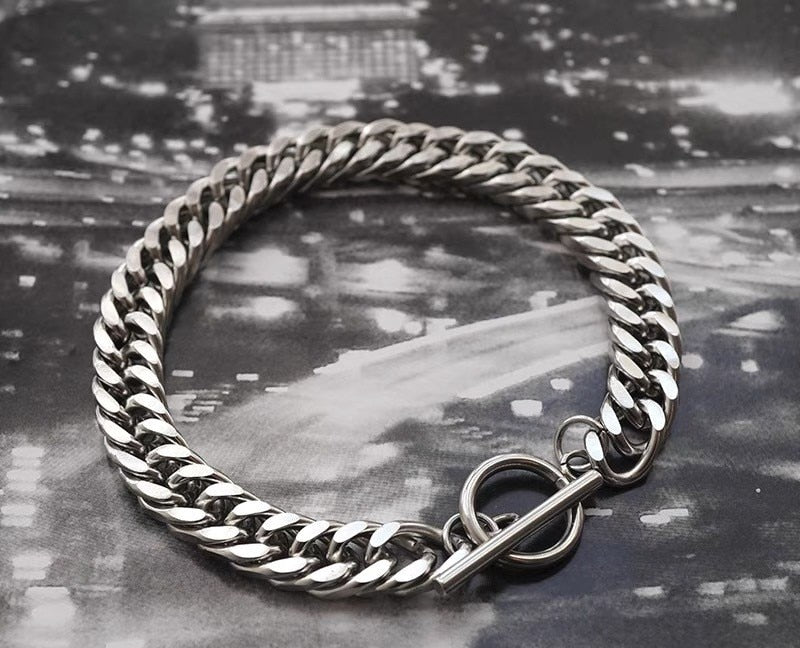 Gothic Unisex Wheat Spike Chain Bracelet Hip Hop Fashion Accessories Woman Man Punk Jewelry - Santo 