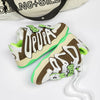 Unisex Retro Casual Sneakers With Unique Alphabetic Pattern And Breathable Comfortable Design In Brown Green And White Colors - Santo 