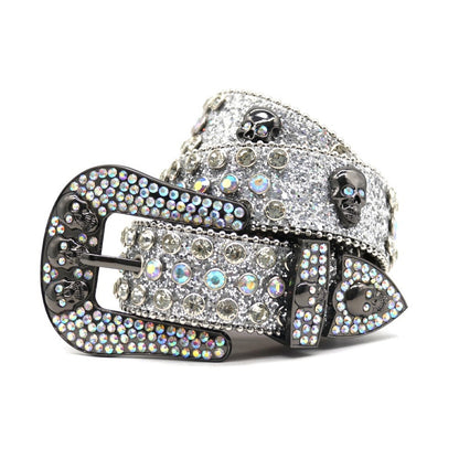 Rhinestones Belt For Jean Y2k Punk Cowboy Crystal Fashion Diamond Studded Belt Belts Ladies Women - Santo 