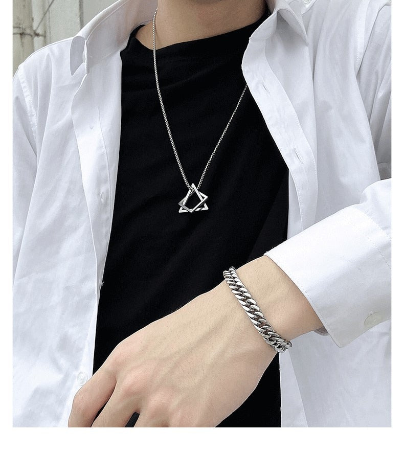 Gothic Unisex Geometry Combination Necklace Punk Necklaces Jewelry Woman Man Fashion Gift Hip Hop Vintage Accessories - Santo 