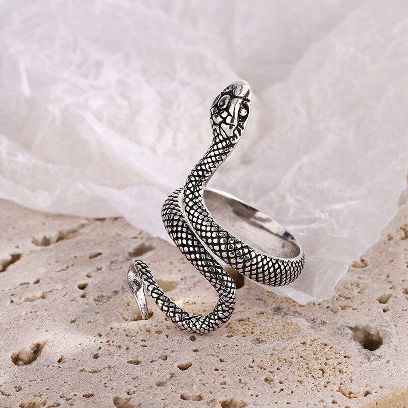 Gothic Unisex Cobra Ring Woman Man Punk Jewelry Hip Hop Ring Accessories Vintage Fashion Party Gifts - Santo 