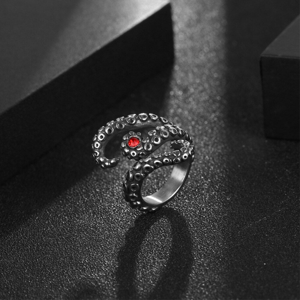 Gothic Unisex Octopus Surround Ring Hip Hop Ring Accessories Vintage Fashion Party Gifts Woman Man Punk Jewelry - Santo 
