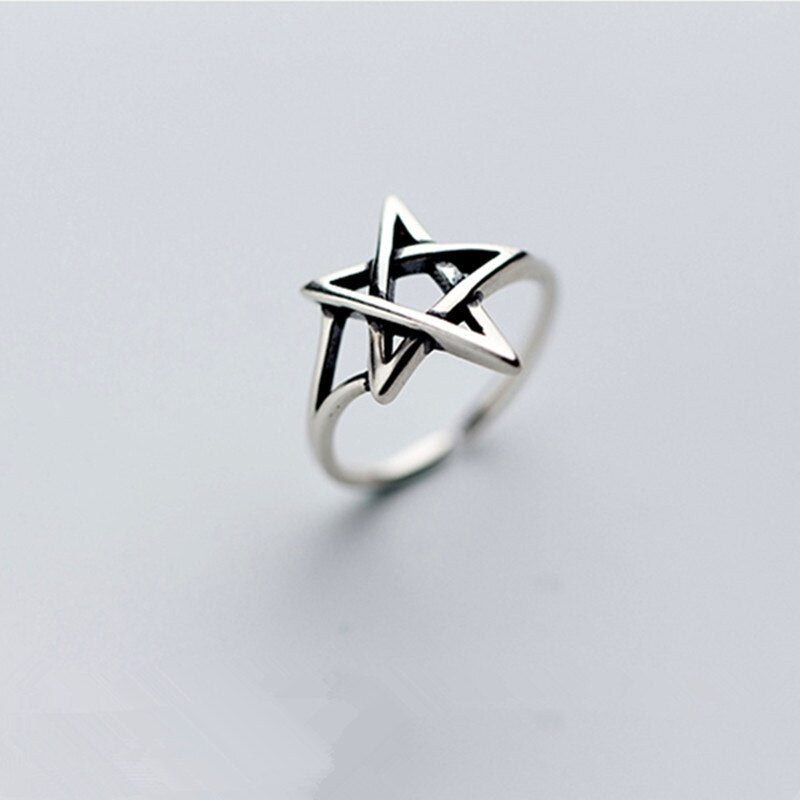 Vintage Unisex Pentagram Line Ring Gothic Hip Hop Ring Accessories Woman Man Punk Jewelry Fashion Party Gifts - Santo 