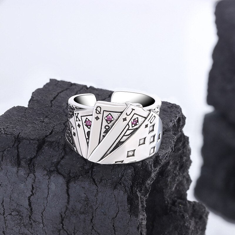 Gothic Unisex Poker Ring Woman Man Punk Jewelry Fashion Party Gifts Hip Hop Ring Accessories Vintage - Santo 