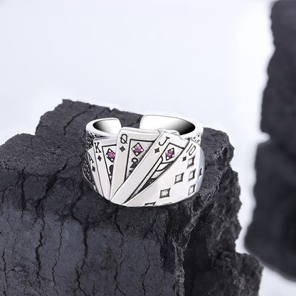 Gothic Unisex Poker Ring Woman Man Punk Jewelry Fashion Party Gifts Hip Hop Ring Accessories Vintage - Santo 