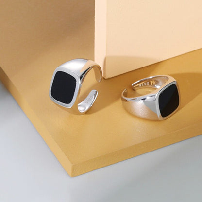 Hip Hop Ring Accessories Unisex Black Square Ring Gothic Vintage Woman Man Punk Jewelry Fashion Party Gifts - Santo 