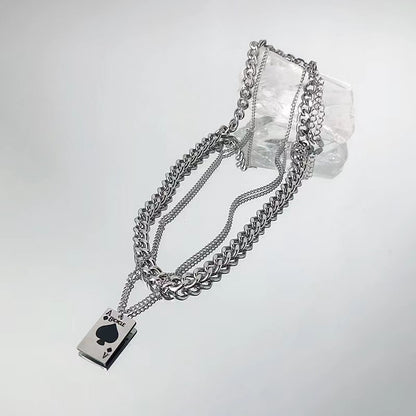 Punk Necklaces Jewelry Woman Man Unisex Spades A Drop Necklace Gothic Hip Hop Vintage Accessories Fashion Gift - Santo 